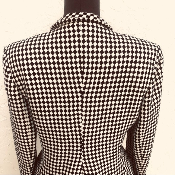 Akris blazer houndstooth check cream & black jacket women’s size 8 hourglass - Picture 4 of 15